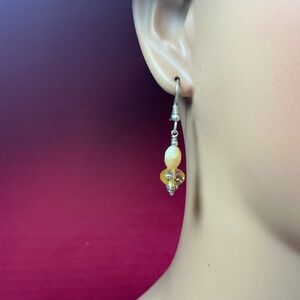 Sterling Silver yellow beaded dangle earrings. 1.5 inches long